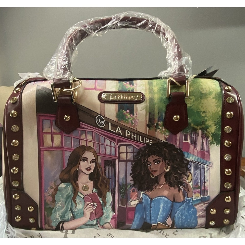 La Philipe Miami Artist Girls Shopping Tote Bag Rhinestone Travel Purse 8x13x11"